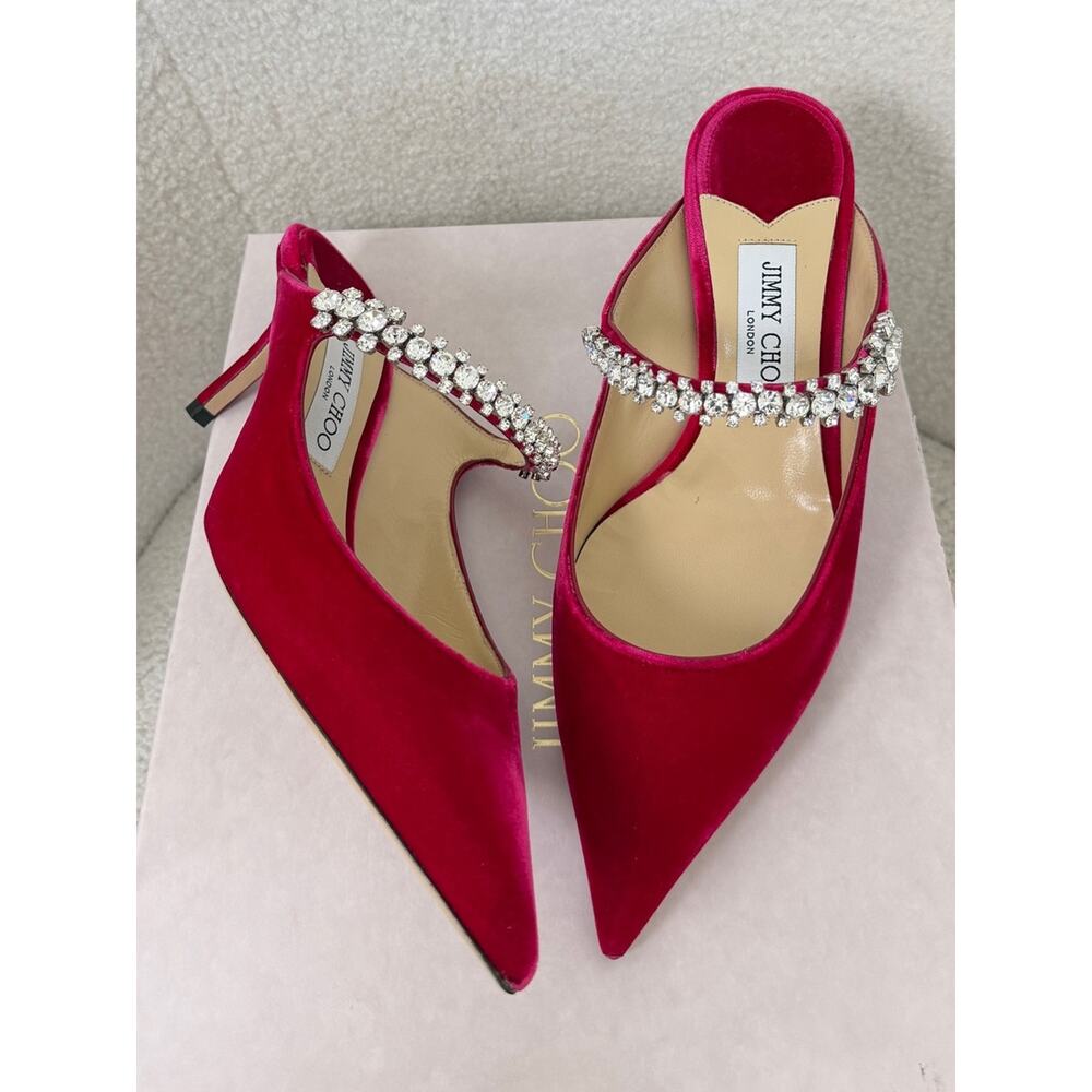 sale ends 5/24 Jimmy Choo Bing Velvet Crystal-Strap Slingback Pumps Cherry 39